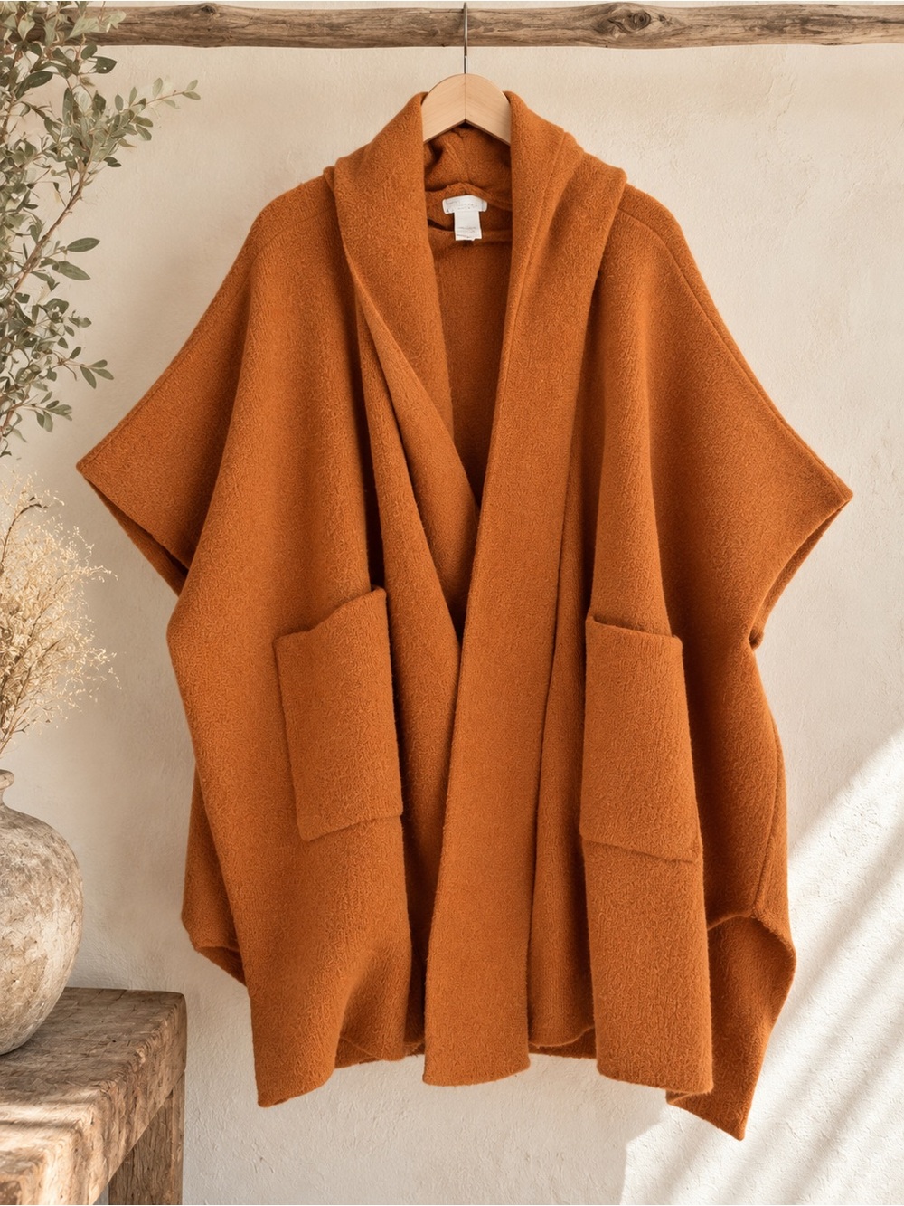 Free People Open-Front Draped Poncho Coat